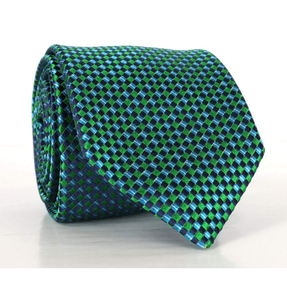 Ted Baker London 100% Silk Tie Green Blue Woven Pattern USA NEW MSRP $89.50